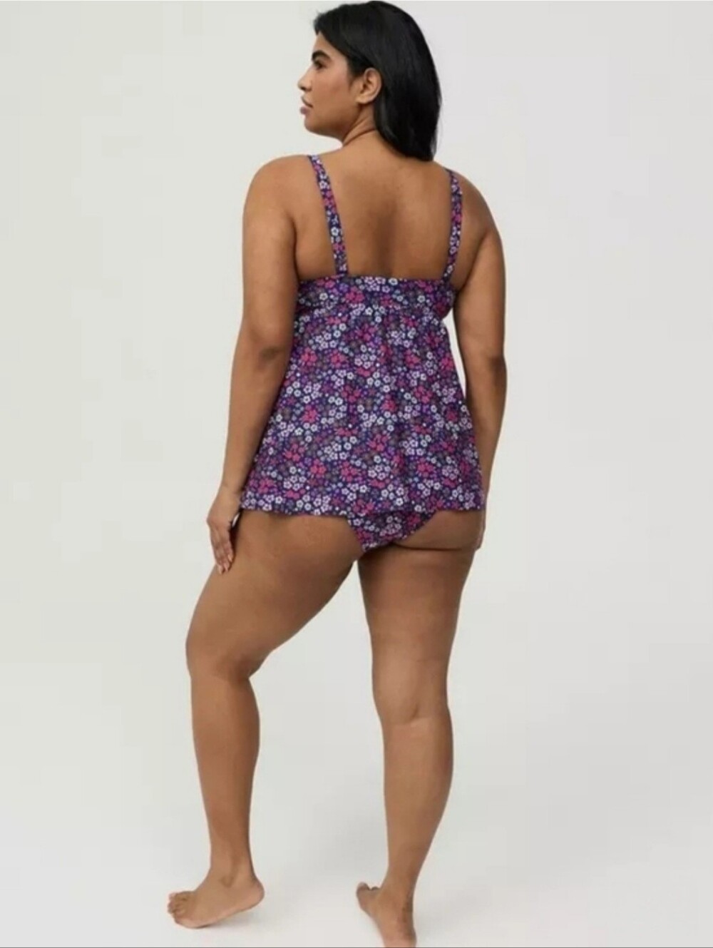 TORRID Ditsy Purple Floral Tankini Swimsuit Top & High Waisted Cheeky Briefs NWT - Picture 4 of 7